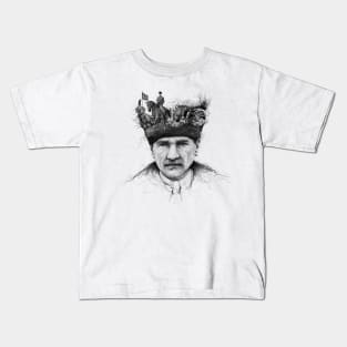 Ataturk digital illustration, Leader of Turkey Kids T-Shirt